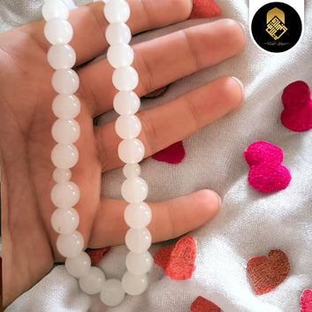 Premium White Stone Tasbeeh 33 Beads