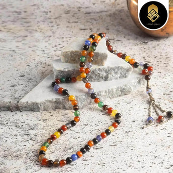 Premium Multi Colour Aqeeq Stone Tasbeeh